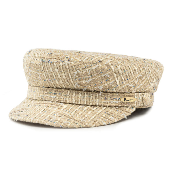 Bronte-Shipper cap for women in deluxe beige gold Linton tweed