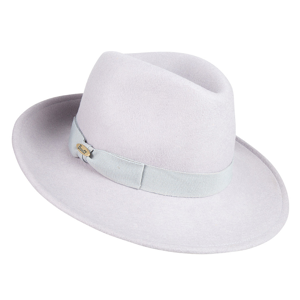 Caitlin-pastel grey wool felt fedora hat for women – Bronteshop display picture 3