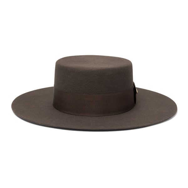 Bronte -Boater hat - Bailey B - with straight brim in dark brown