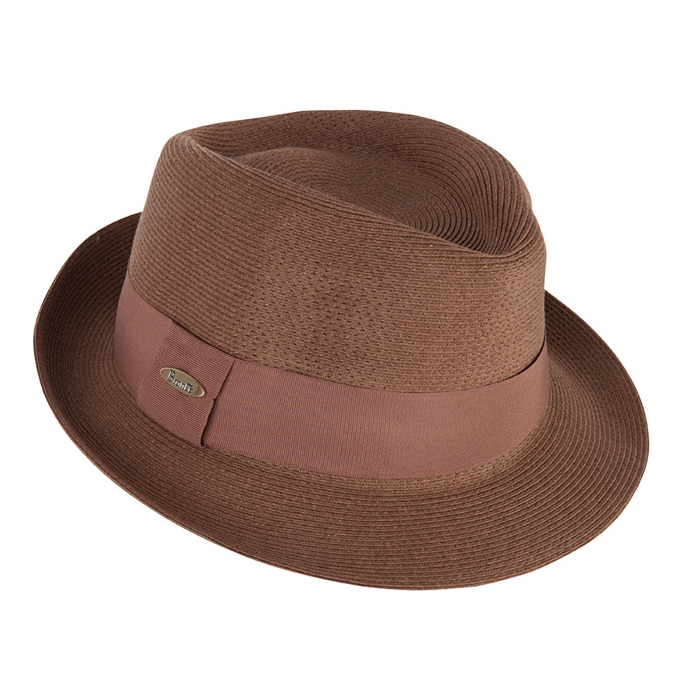 Summer Trilby straw hat packable in tan brown OSFA Bronteshop