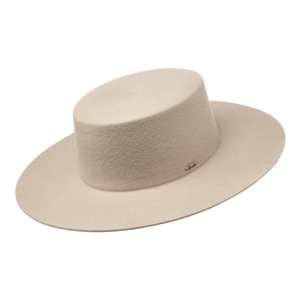 Bronte -Boater hat - Bailey B - with straight brim in beige