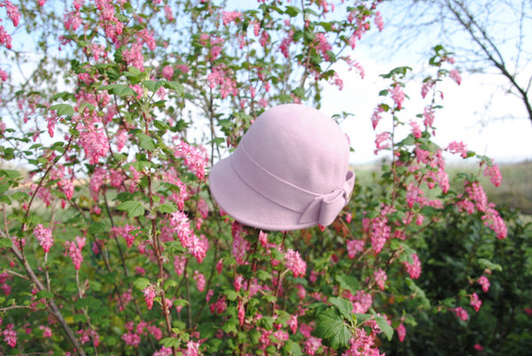 Bronte winter felt Cloche hat - Sophia - pastel pink