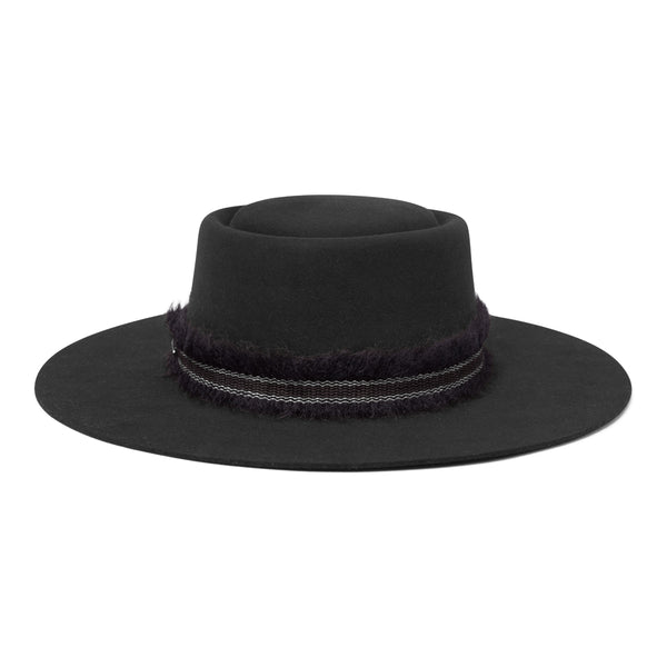 Bronte-Wool felt Boater hat - Ceylan -black