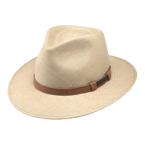 Panama hat - Gaston - stone - cognac suede trimming