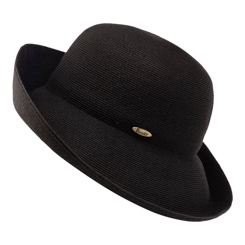 Bronte -versatile straw cloche hat Southwest in black, SPF50,OSFA