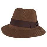 Bronte - Josephine-fedora summer hat, SPF 50, in chestnut brown colour