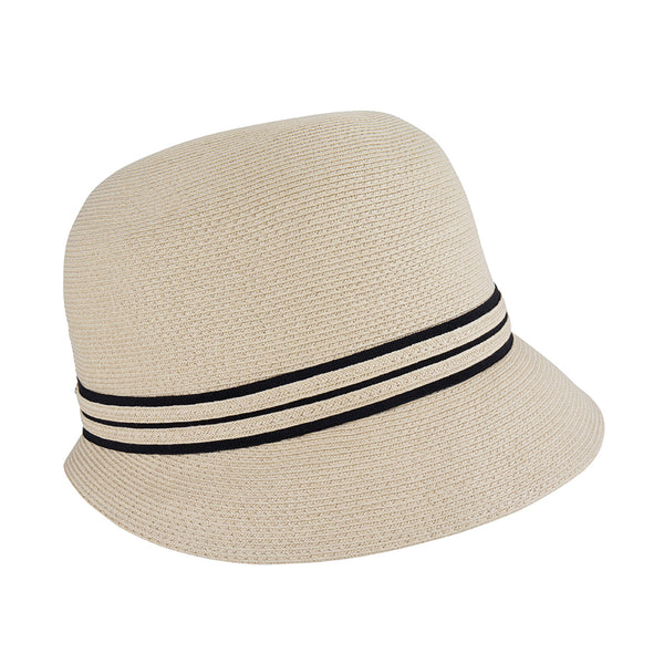 Bronte cloche hat for women, summer packable straw, in natural tone, SPF50