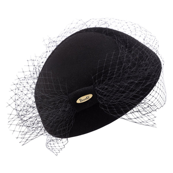 Bronte Ceremonial  pillbox hat in felt - Isadora - black felt