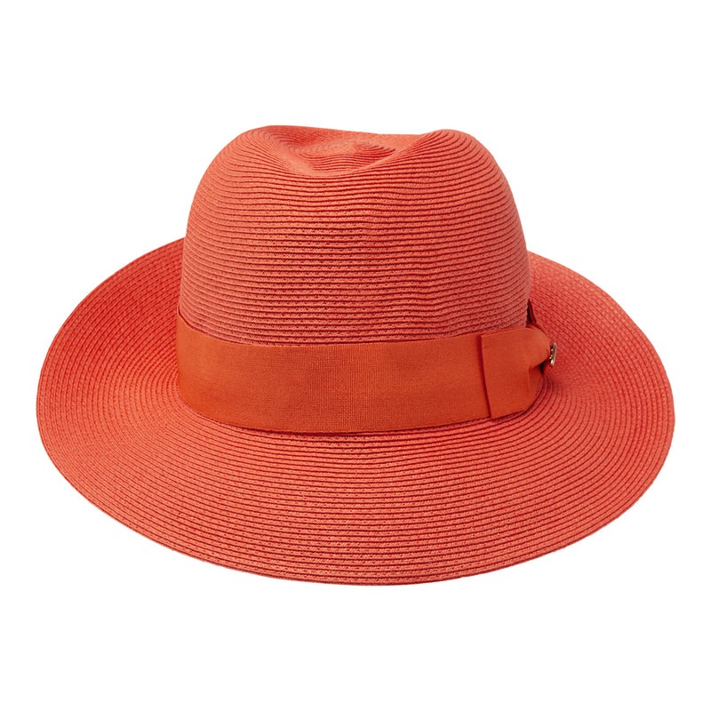 Bronte-summer fedora hat, packable and SPF50, in orange