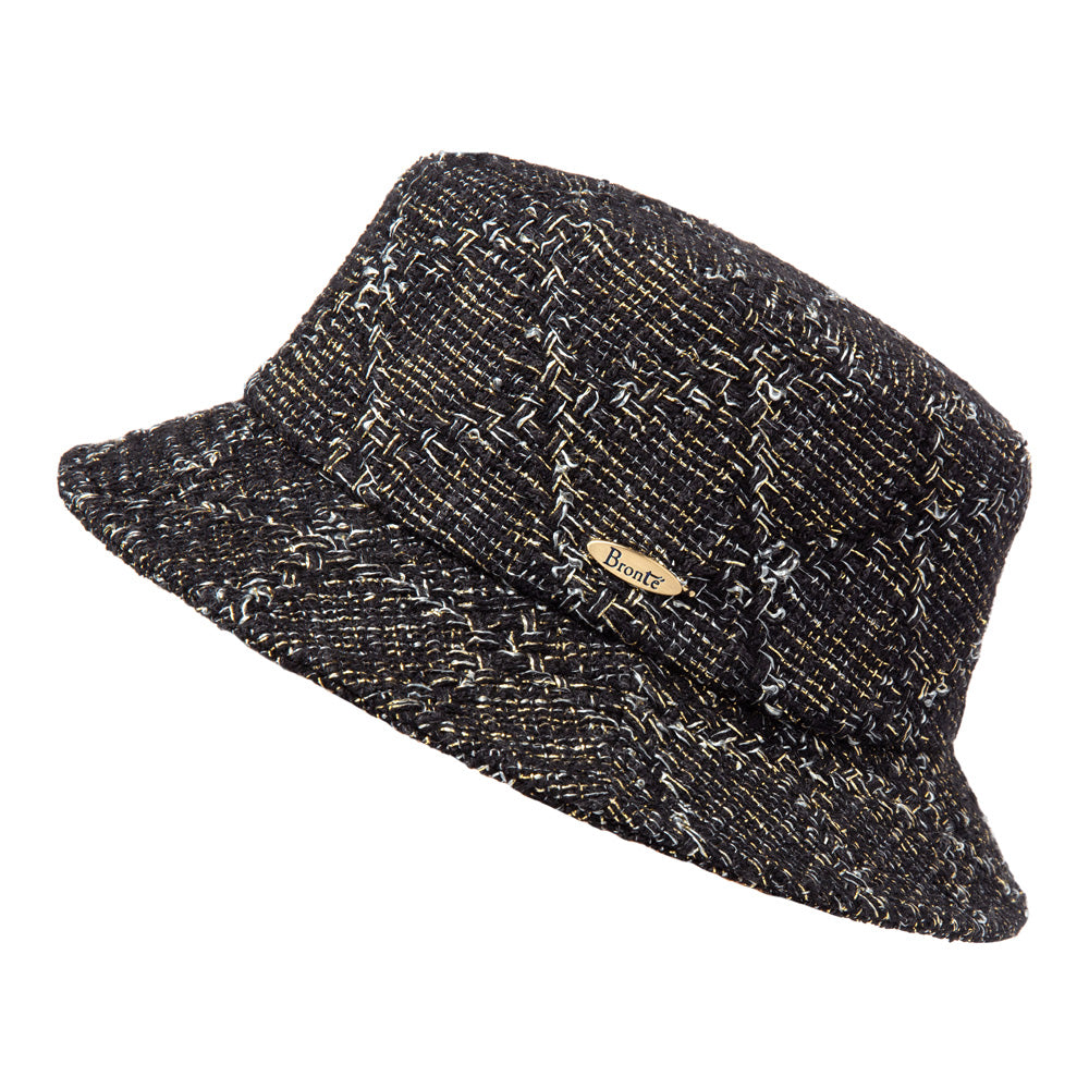 Bucket hat Matt black gold Linton Tweed - Main Image