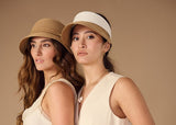 Bronte-sun hat Lotte, feminine cloche hat style, warm camel tone, SPF50, OSFA, packable plus evy visor in camel beige