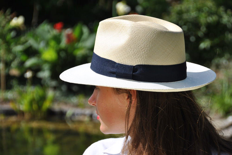 Panama hat - Bert - bleach white/navy