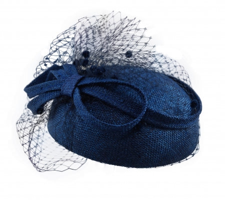 Bronte ceremonial pillbox hat - Iris+veil - navy