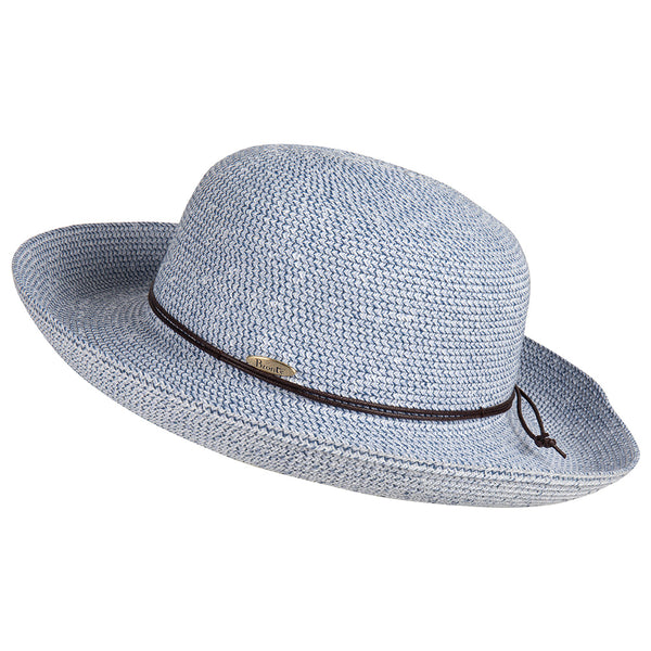 Bronte-Wide brim hat - Anna - blue/white melange -travel hat for size XS