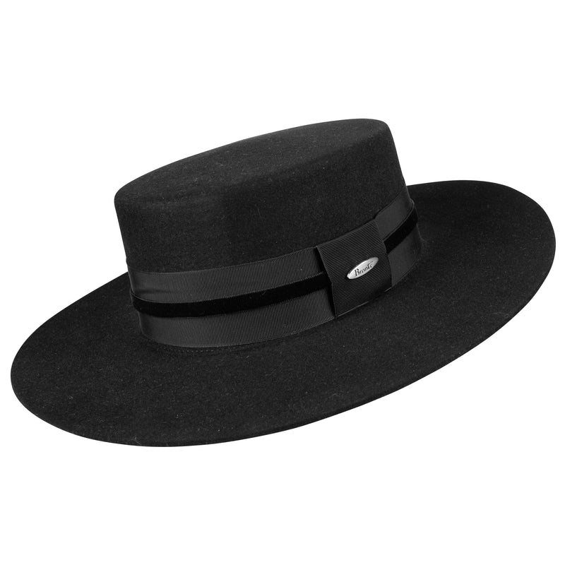 Bronte -Boater hat - Bailey B - with straight brim in black
