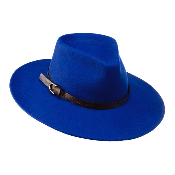 Babette- fedora hat for women-royal blue wool felt – Bronteshop display picture 3
