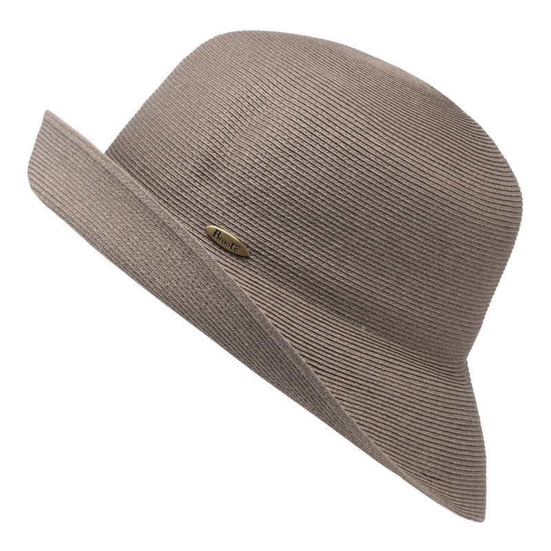 Bronte- summer straw hat Southwest in taupe tone, rollable, SPF50