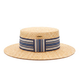 Boater - Emile - natural - navy blue/blue striped ribbon