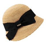 Bronte raffia sun cloche hat Kim with black bow
