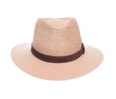Panama hat Jasper -crochet weave with suede trimming