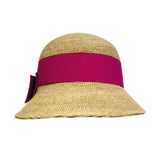 Kim is a fine raffia straw hat in cloche hat style, front picture