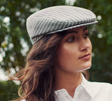 Bronte- summer flat Cap - Mark- blue/stripe cotton