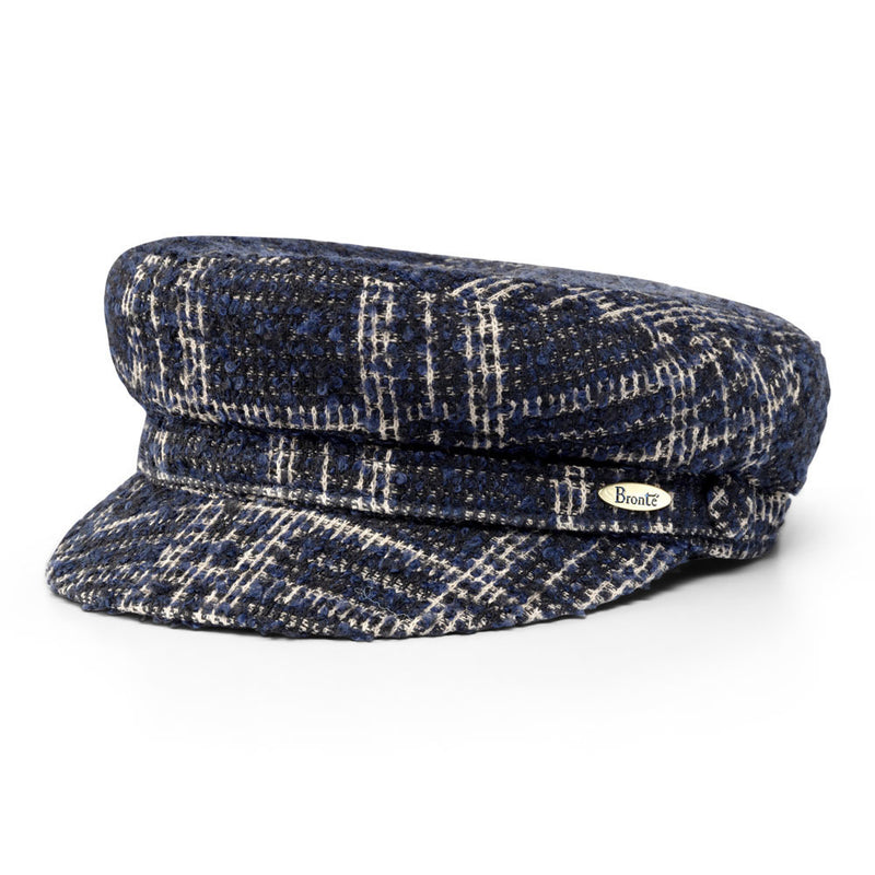 Bronte-Shipper-cap  for women in blue beige check as seen in Elegance jan '25