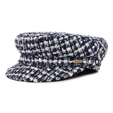 Women's sailor cap by Bronte, called Shipper in blue white Linton tweed