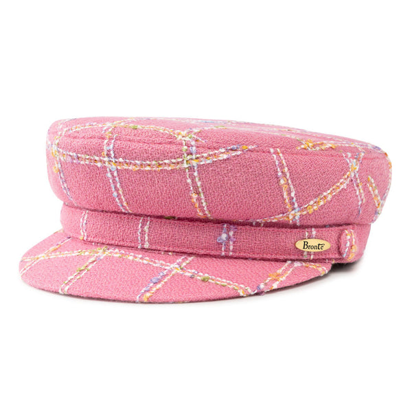 Bronte-Shipper cap for women in Pink Linton Tweed