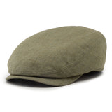 Bronte-Tommy is an unisex flat cap in olive green linen