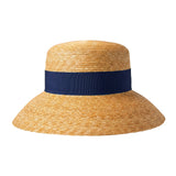 Bronté hats - Vita - Lamp shape hat - bucket hat - navy ribbon - straw - OSFA