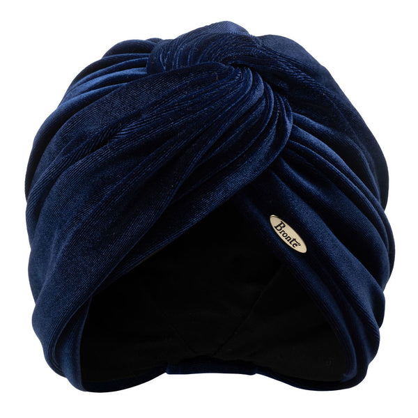 Bronte-turban-hat-Aliya-made-of-blue-velvet-OSFA