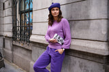 Bronte- Mare/B - winter wool felt baret in modern style in purple colour