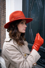 Bronte- wool felt Fedora hat - Lauren - orange 