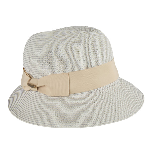 Bronte-fisher hat for women, in grey straw, rollable
