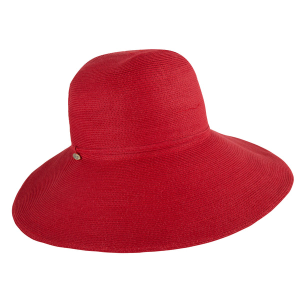 Bronte-wide brim sun hat in fine straw, Melina in red,SPF50,OSFA