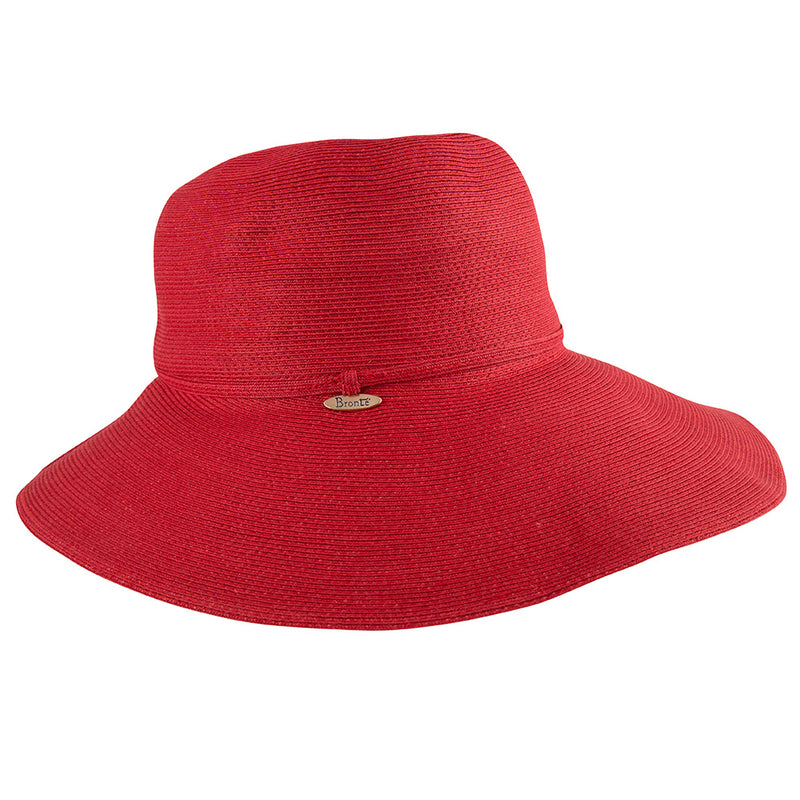 Bronte-wide brim sun hat in fine straw, Melina in red,SPF50,OSFA
