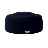 Bronte- latest design;ABBY a Pillbox hat in navy blue wool felt