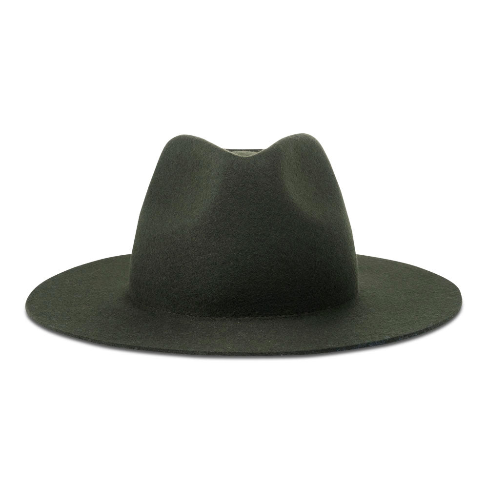 Designer SIMONE I SMITH Dark Lime Green Wool Felt Assemetric Cut Brim Fedora Hat Asymmetric Top Hat, Green Hat, Felt Hat Men, Felt Hat Women  main image 3