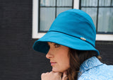 Bronte- summer cloche Rain hat - Paula - teal blue