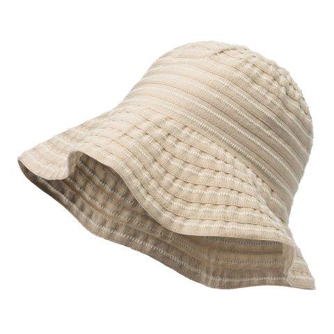 Angelina-packable sun hat in beige with white details-made in Italy-cloche hat shape