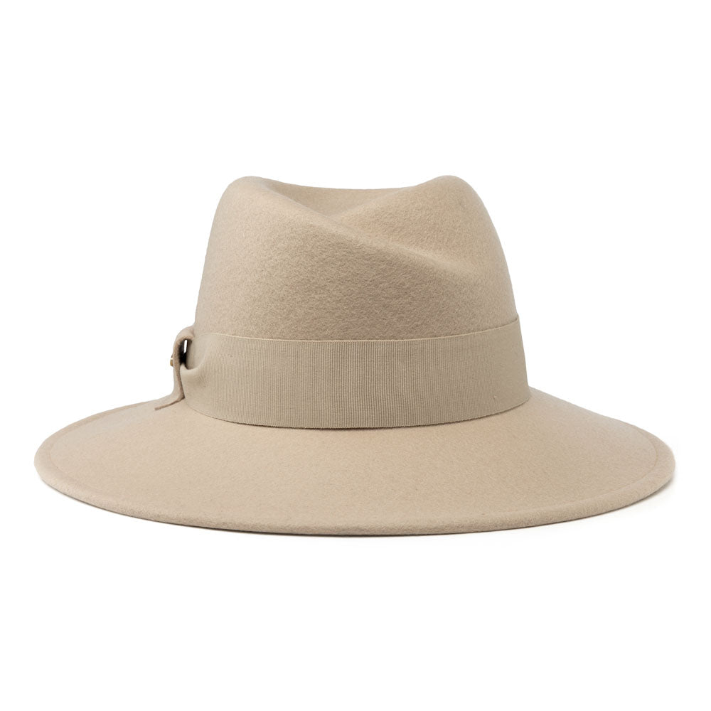 Teresa Foglia Women\'s Wide-Brim Felt Fedora Hat in Light Beige TERESSA FOGLIA Curateur Lynn Rachel Zoe Fedora Vegan Suede  main image 3