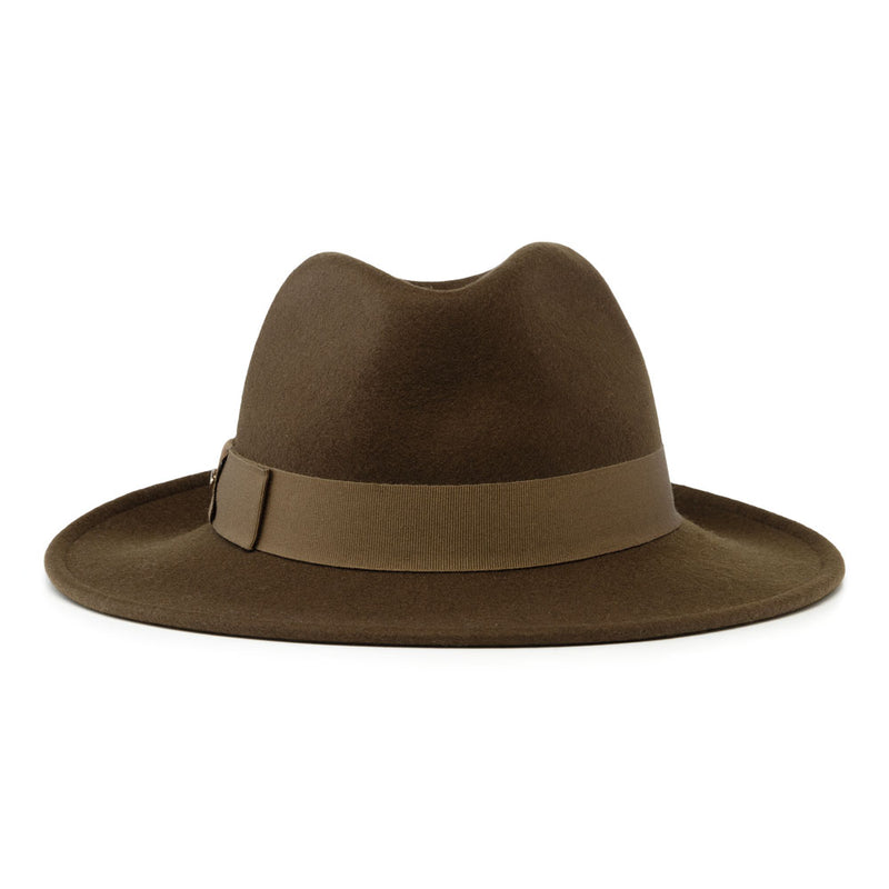 Bronte-Caitlin-unisex wool felt fedora hat in brown-medium brim