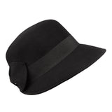 Catharina-wool felt cloche hat with wide brim in black,side