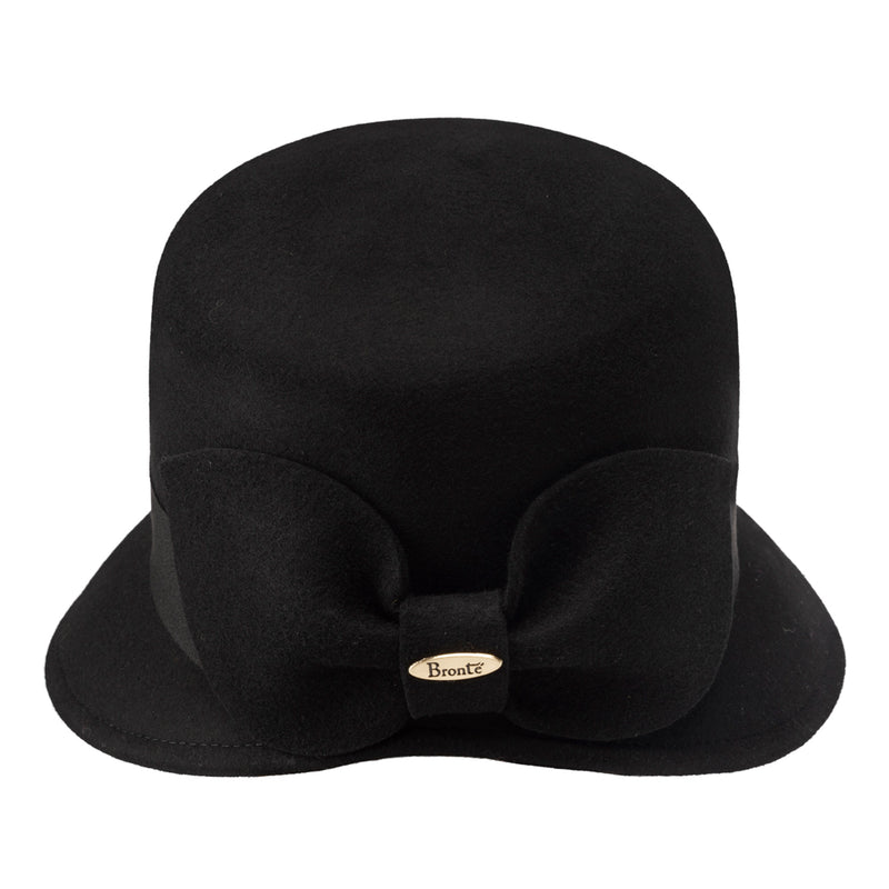 Catharina-wool felt cloche hat with wide brim in black,back