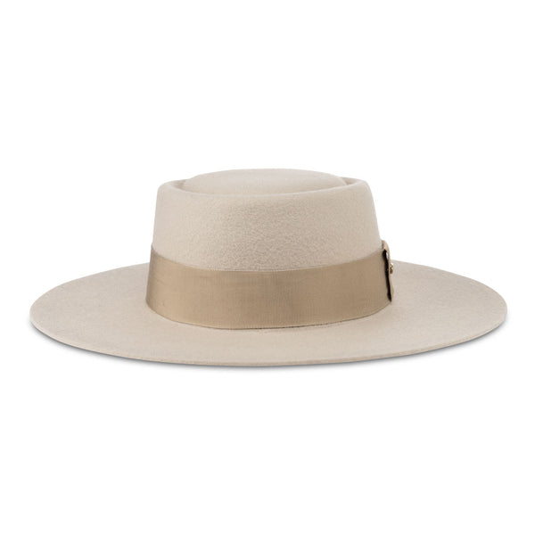 Bronte-Ceylan wool felt boater hat with straight brim 