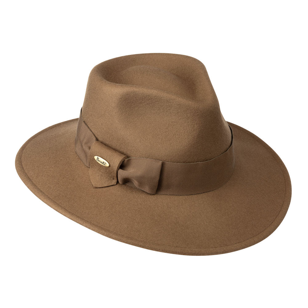 Clara-camel wide brim wool felt fedora hat - women – Bronteshop display picture 3
