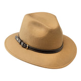 Bronte-fedora wool hat for women- CLEO-in almond beige with leather trim