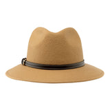 Bronte-fedora wool hat for women- CLEO-in almond beige with leather trim