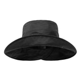 Bronte - packable rain hat Ellis in black waxed cotton- ladies hat